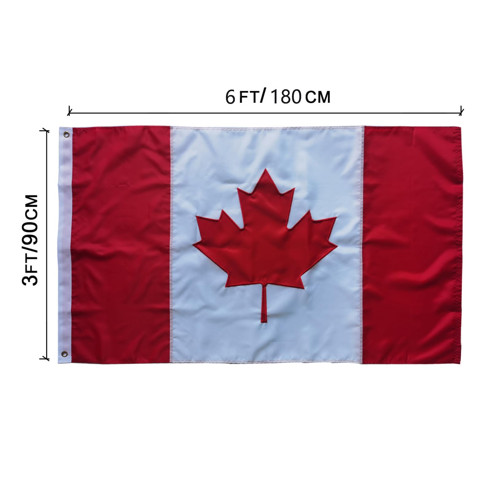 Canada flag Canadian Flag 3x6FT -(90x180cm) Embroidered Maple Leaf with Sewn Stripes Outdoors Indoors 210D Heavy Duty Polyester Flag Brass Grommets …