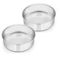 6 Inch Cake Pan Set of 2, E-far Stainless Steel Round Smash Cake Baking Pans, Non-Toxic & Healthy, Mirror Finish & Dishwasher Safe