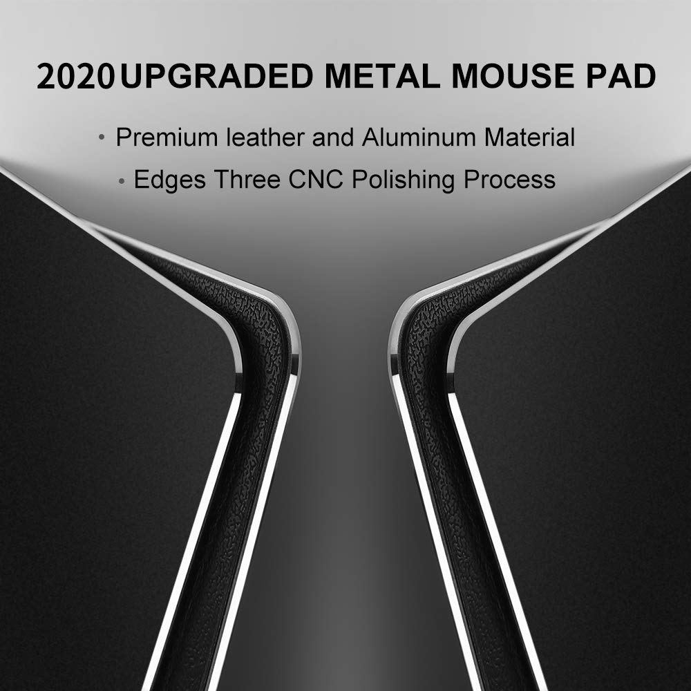 Hard Black Metal Aluminum Mouse Pad Mat Smooth Magic Ultra Thin Double Side Mouse Mat Waterproof Fast and Accurate Control for Gaming and Office((Large 11.81X9.45 Inch)