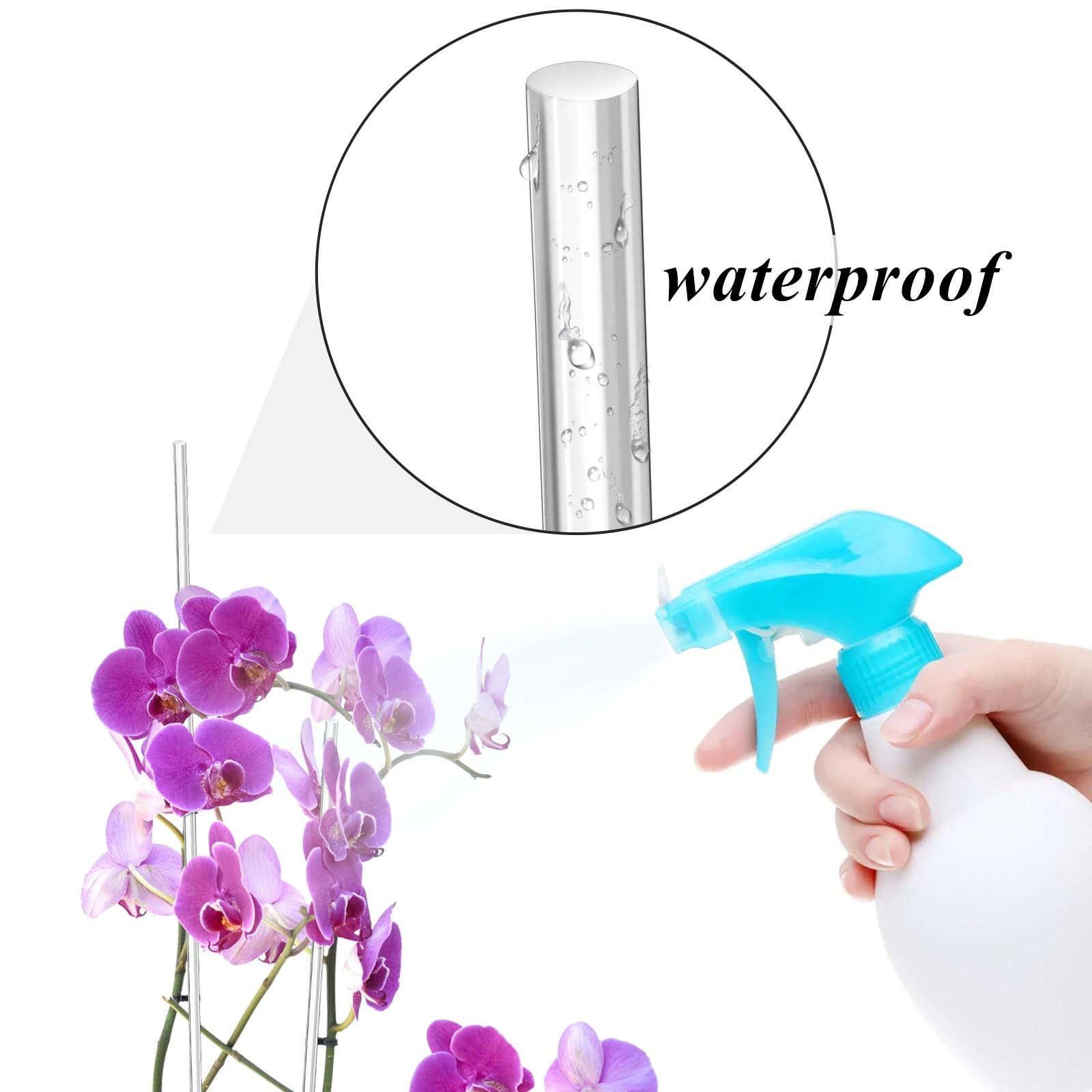 Tebery 50 Pcs 17.3 Inch Acrylic Plant Stakes, Clear Garden Orchid Sticks Rods for DIY Projects, Sturdy Potted Plant Support Stakes Holder for Single Stem Flowers, Indoor and Outdoor Plants