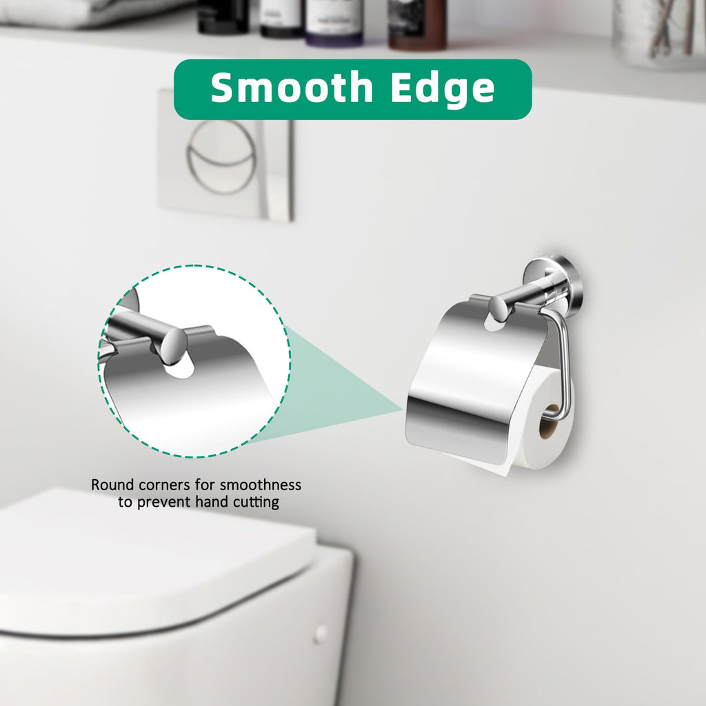 Toilet Paper Holder with Cover Storage Dust-Proof for Bathroom-Stainless Steel