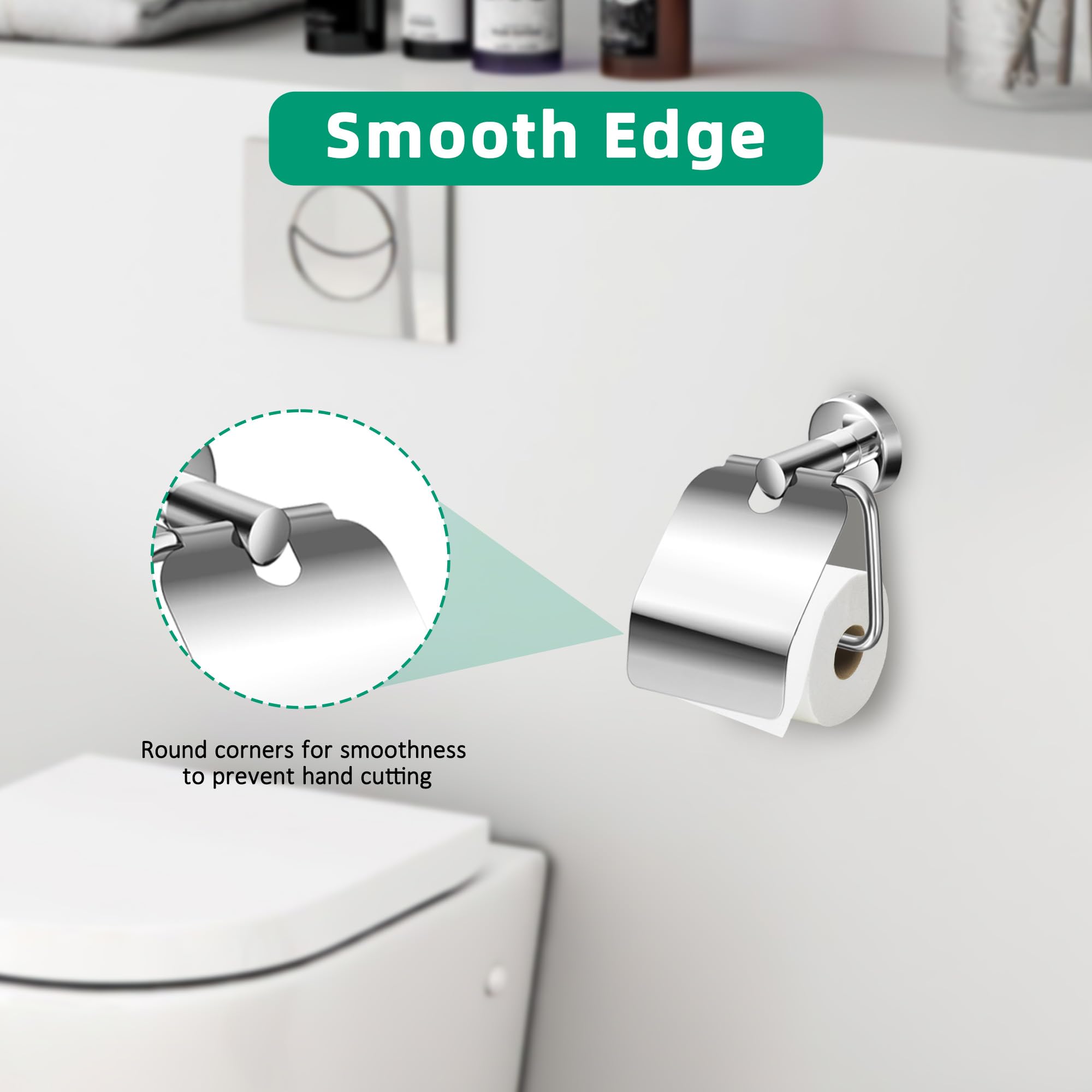 Toilet Paper Holder with Cover Storage Dust-Proof for Bathroom-Stainless Steel