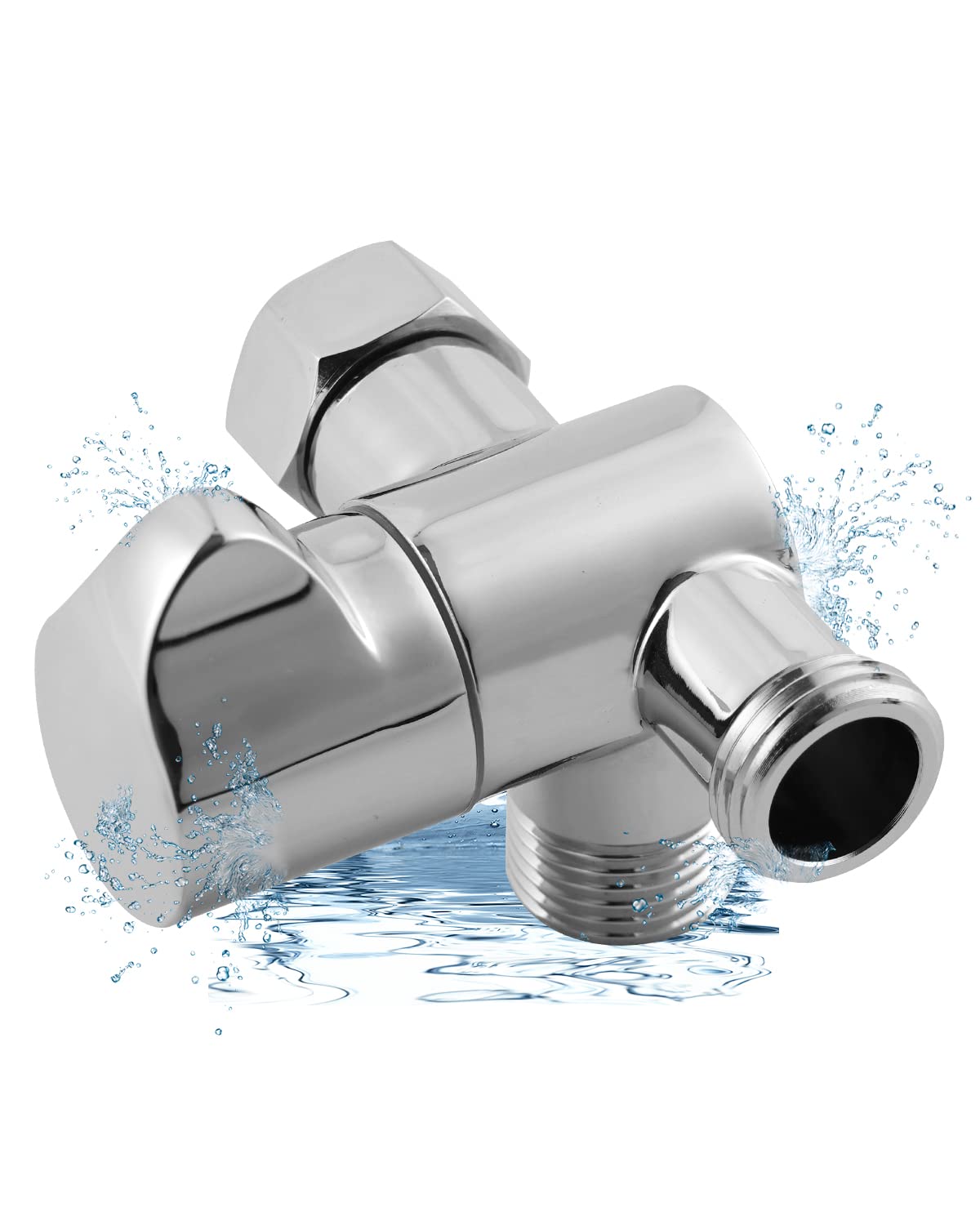 Hibbent All Metal Solid Brass Shower Arm 3-Way Diverter Valve for Hand Shower and Fixed Shower Head, G1/2'' Shower Arm T Adapter, Bathroom Universal Shower System Replacement Part, Chrome