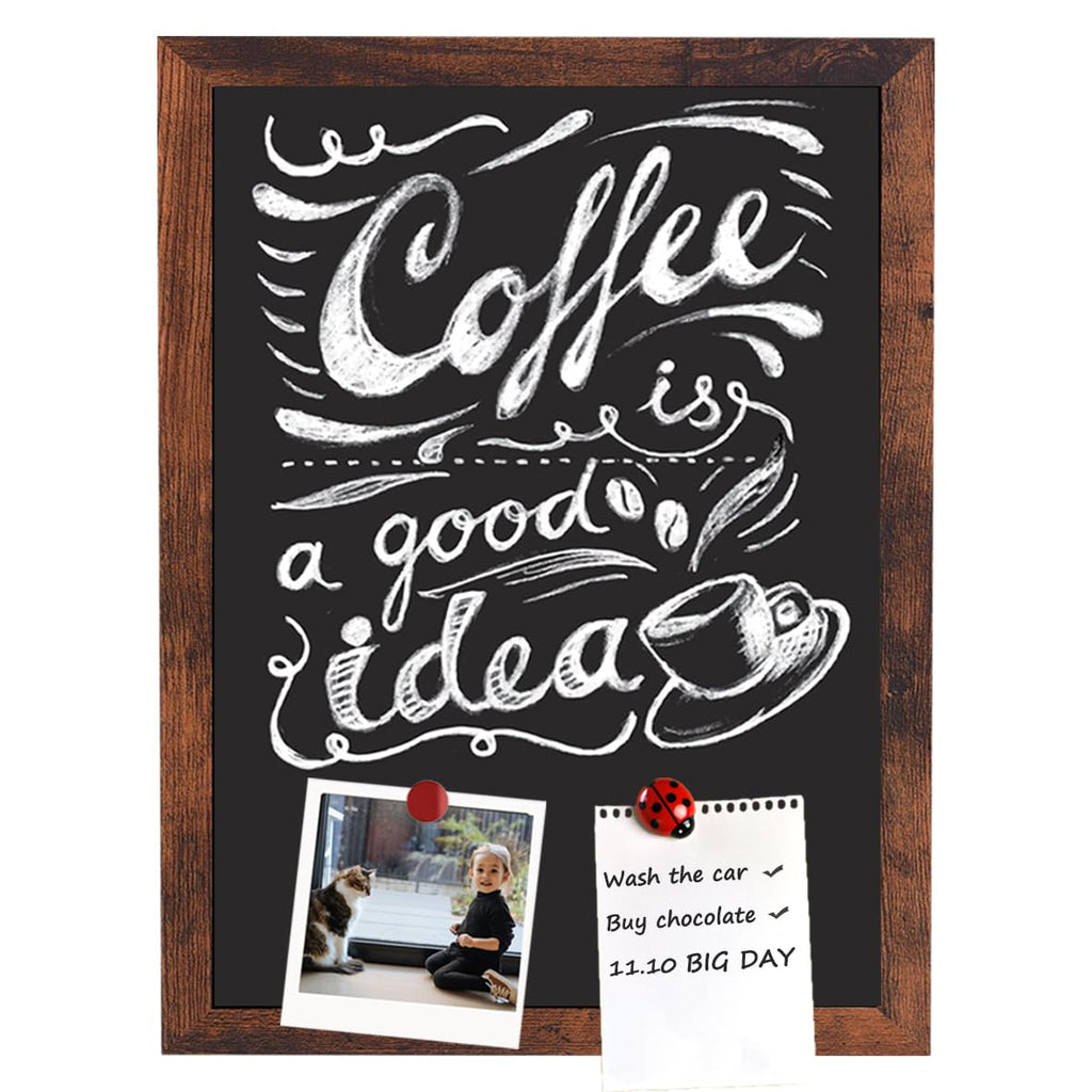 Umtiti Chalkboard, 30 * 40 cm, Walnut Brown Solid Wood Frame，Magnetic Surface Chalkboard for Kitchen Home, Office, Restaurantand and Wall Decor，BN-3040-CA