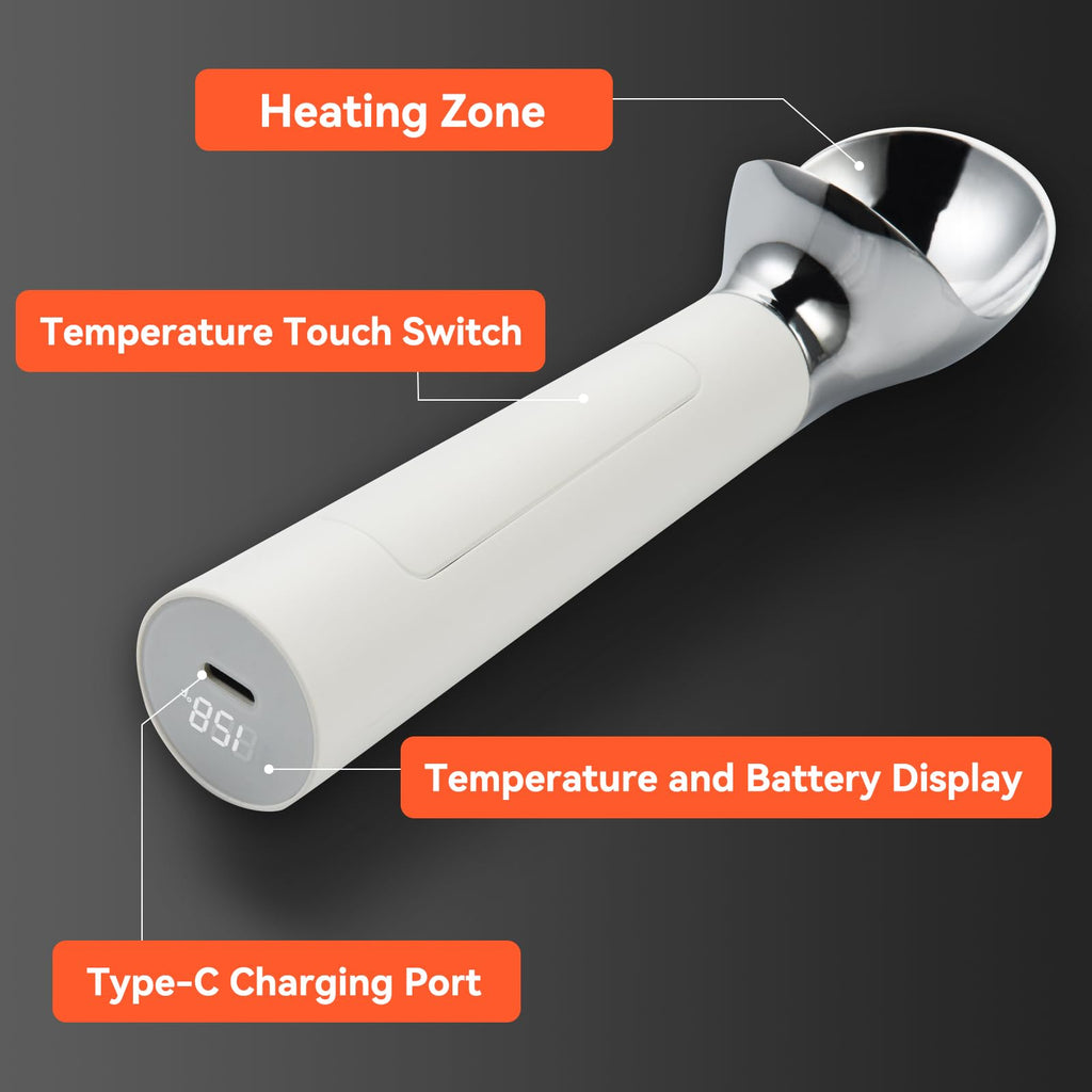 OTraki Heated Ice Cream Scoop, Electric Scooper for Hard Icecream, Heats to 70°C for Hard Ice Cream with LED Display, Waterproof Easy for Seniors