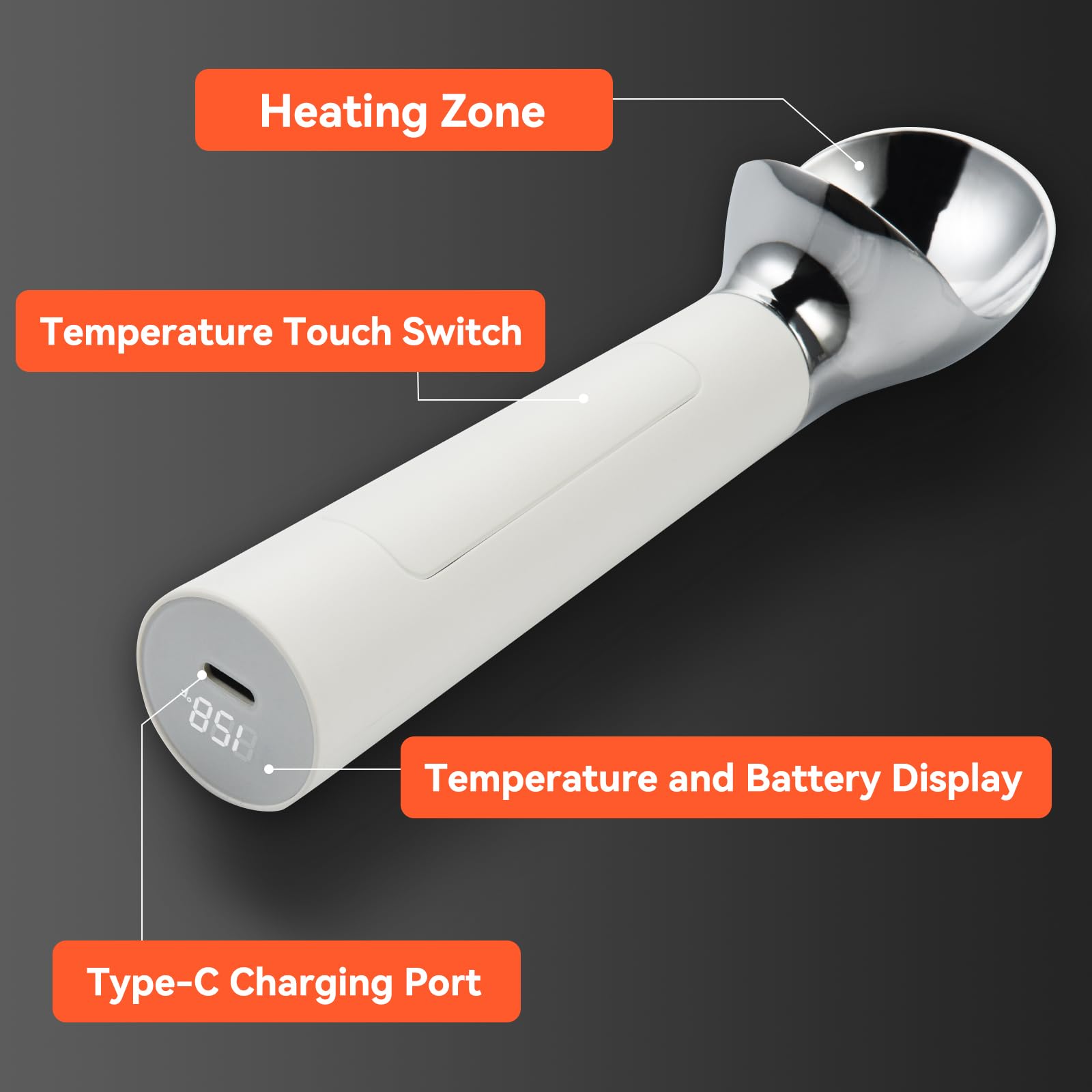 OTraki Heated Ice Cream Scoop, Electric Scooper for Hard Icecream, Heats to 70°C for Hard Ice Cream with LED Display, Waterproof Easy for Seniors