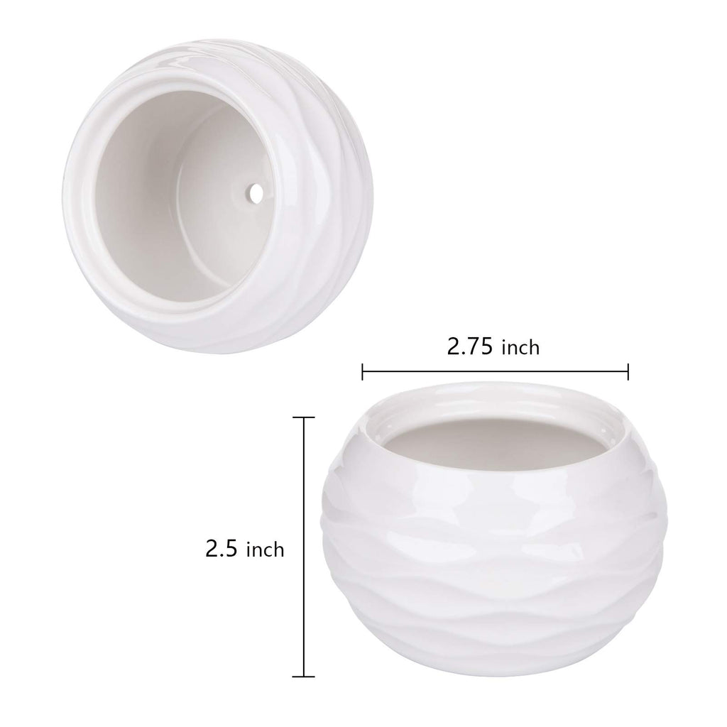 Yarlung 4 Pack Succulent Plant Pots and Stand Set, Ceramic Mini Planter Pots with Bamboo Tray, 2.75 Inch Small Cactus Flower Pot for Garden, Office Desk, Home Decor (No Plants Included)