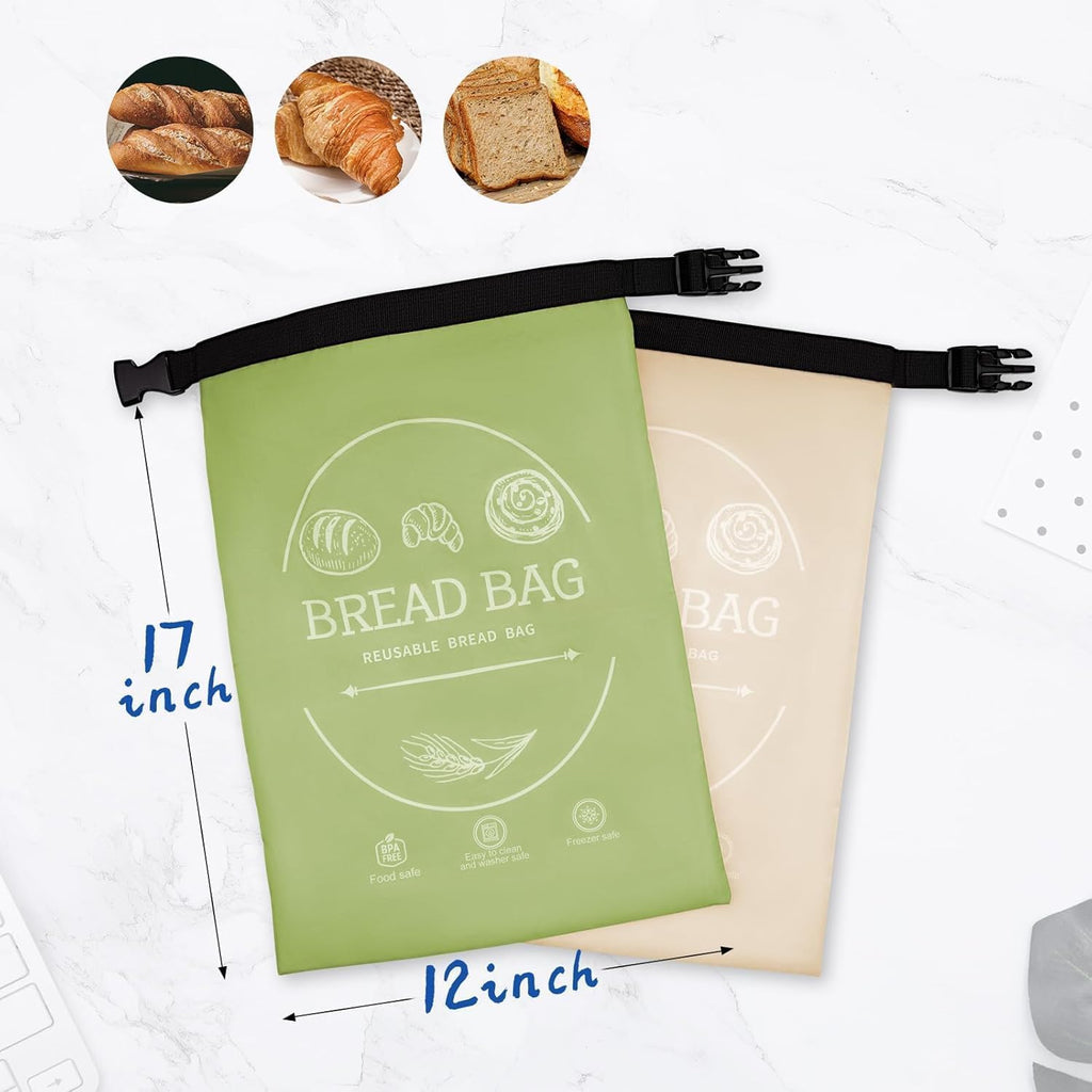 2 Pack XL Reusable Beeswax Bread Bags for Homemade Bread, Sourdough Bread Baking Supplies, Sourdough Bread Bags for Bread Storage Keep Sourdough Fresh, Freezer-Safe, Eco-Friendly (Khai& Green)