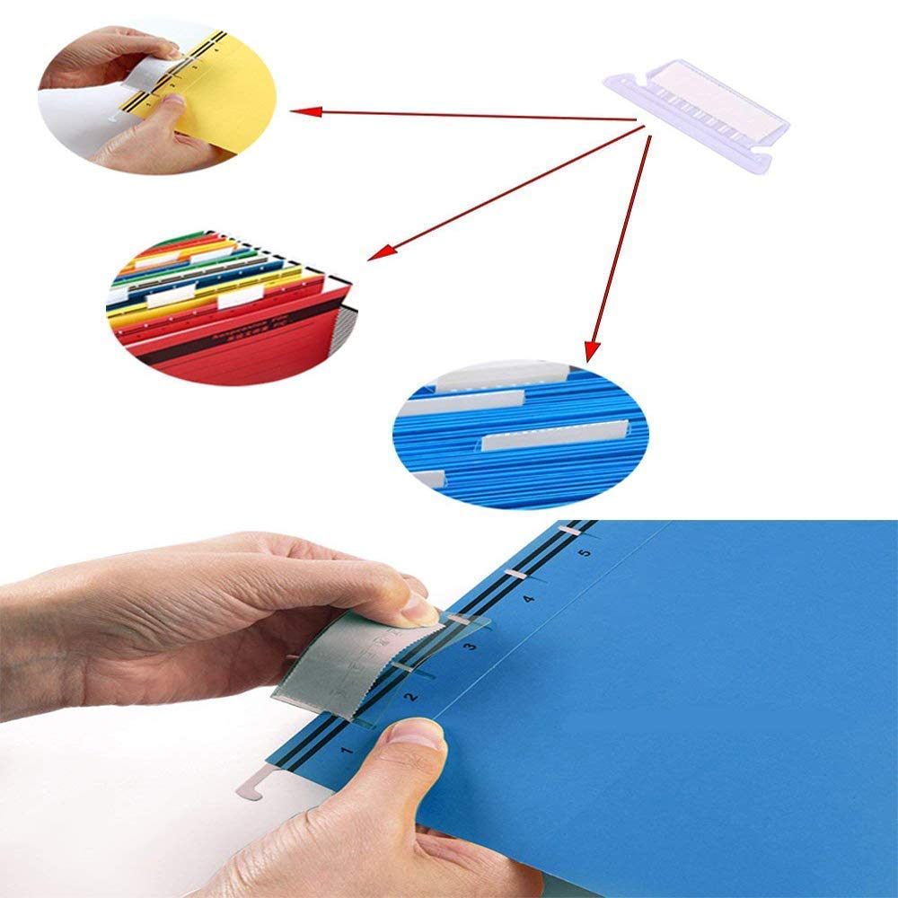 File Folder Tabs, 180 Sets Multicolor Hanging File Folder Tabs and Inserts for Organize, 2 Inch Clear Plastic Hanging File Tabs for Quick Identification