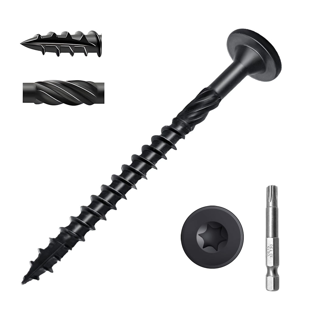 Wood Screws #14 x 3 Inch, Deck Screws 50Pcs, Heavy-Duty Outdoor Screws Assortment Fastener Kit, Rust Resistant epoxy Coated, T30 Star Bit (#14 x 3)