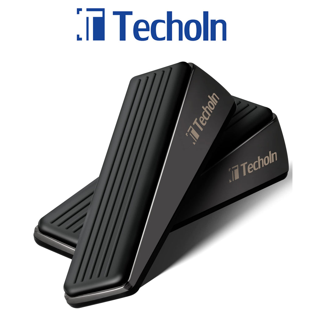 Techoln Door Stoppers, Heavy Duty Door Stop Wedge, Metal Doorstops for All Floor Surfaces (2, Frosted Black)
