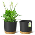 ZMTECH Plant Pots, 8'' Self Watering Plastic Planter with Drainage Hole and Saucer, Modern Decorative Flower Pot for Indoor Outdoor House Plants, Succulents, Flowers - Gray 2 Pack