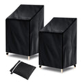 Pektiftn Outdoor Patio Chair Covers waterproof for Stackable Chairs, 100% Waterproof Anti-UV Dustproof All Weather Protection, Garden Lawn Patio Furniture Covers (Black, 2PCS, 28" W x 30" D x 47" H)