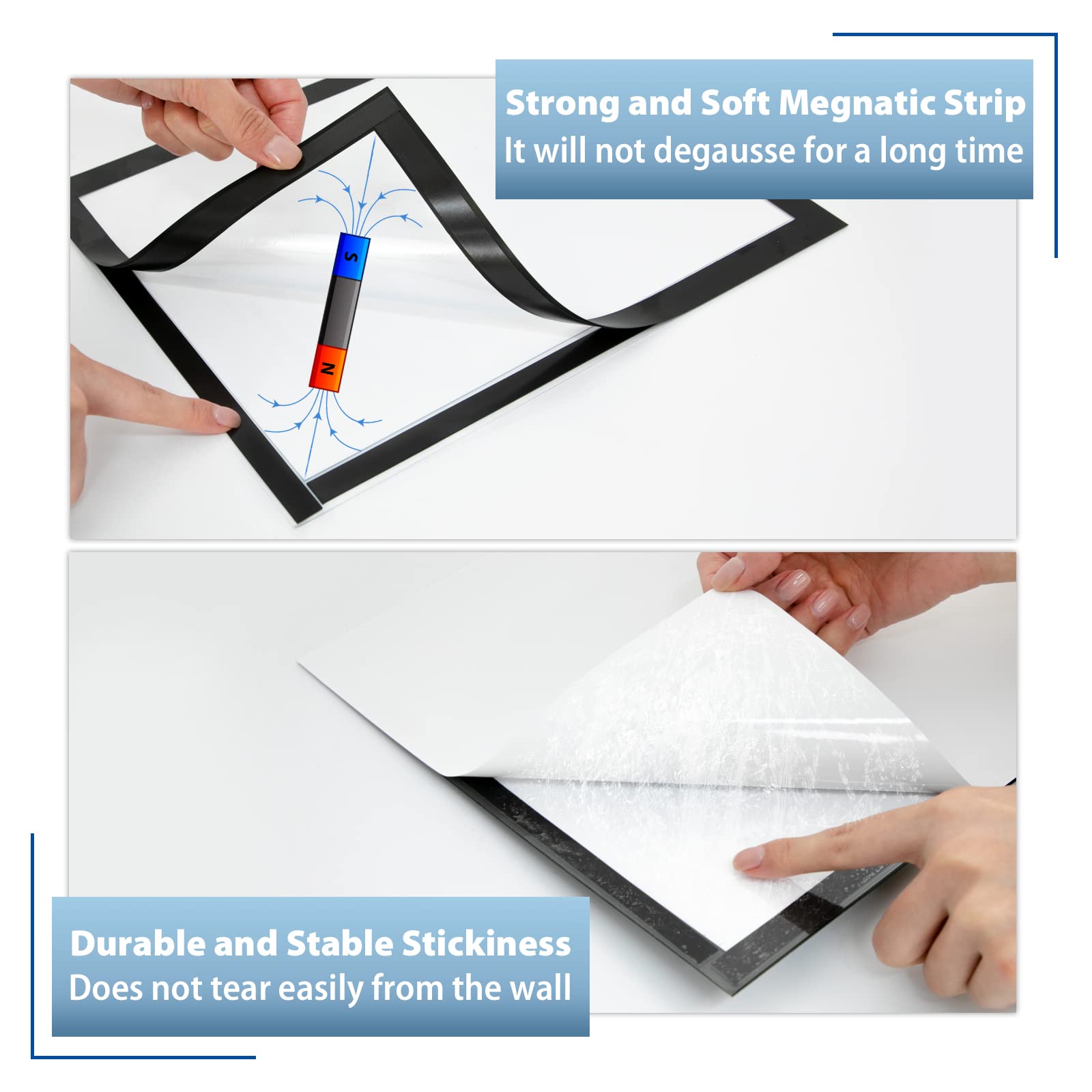 VAIIGO 8.5"x 11" Magnetic Sign Holder, 10Pack Double Sided Window Self Adhesive Magnetic Display Frame with Clear PVC and Strong Magnet for Office/Store/Door/Glass/Refrigerator Display Frame, Black