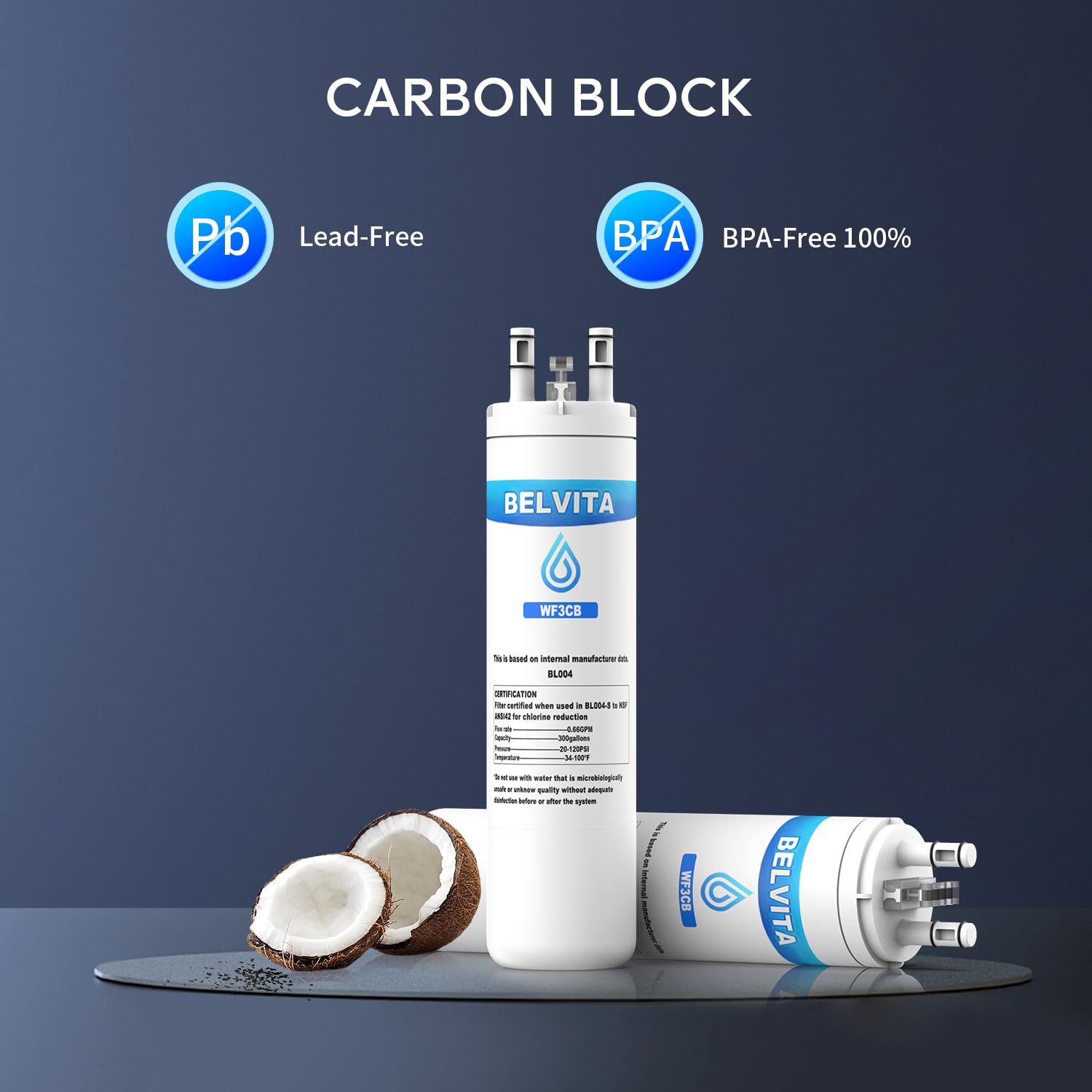 WF3CB Refrigerator Water Filter Compatible with Frigidaire WF3CB Puresource3 242069601 242086201 (3-Pack)