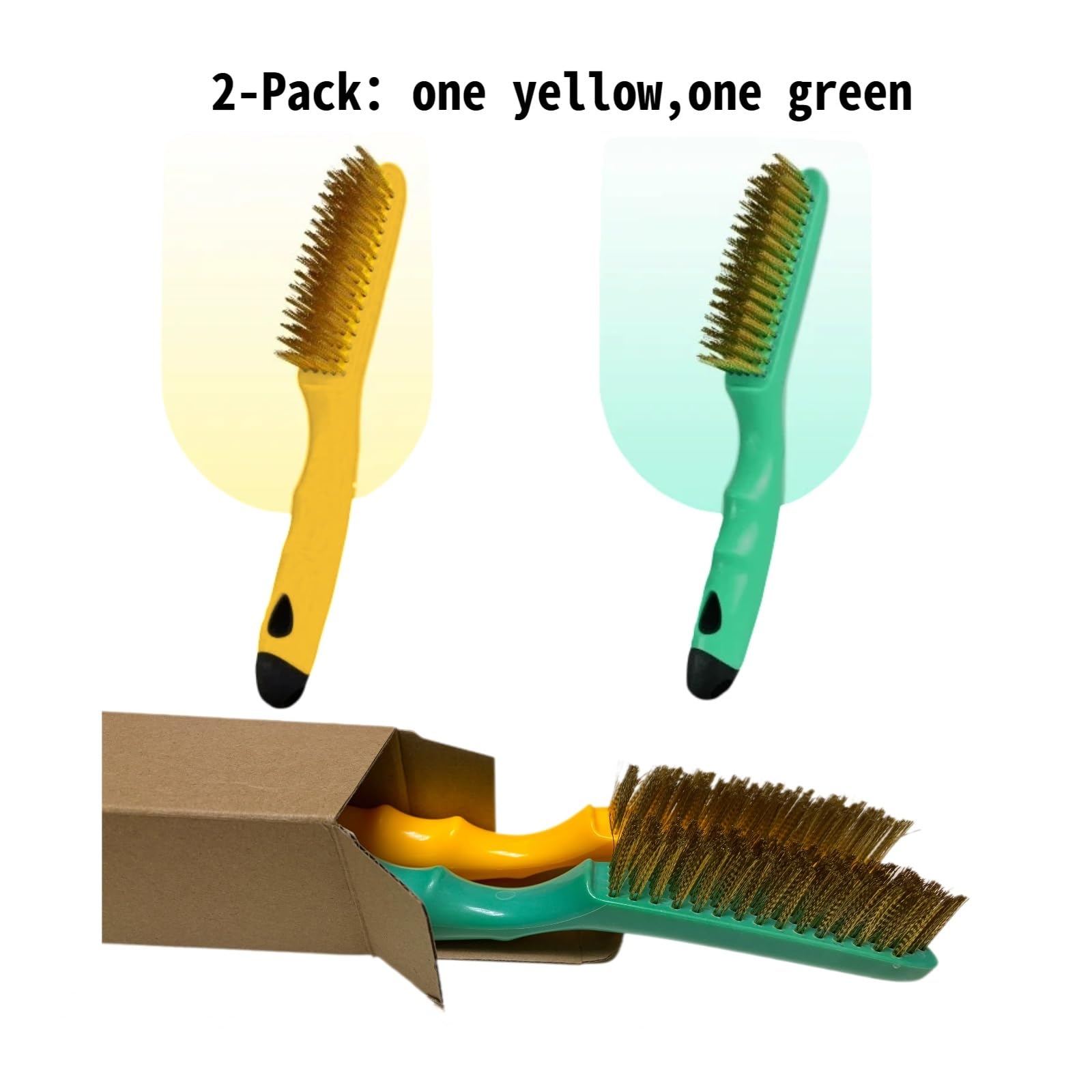 Heavy-Duty Hand Wire Brush 2-Pack, Industrial Carbon Steel Wire Brushes for Rust Removal, Weld Cleaning & Metal Surface Preparation