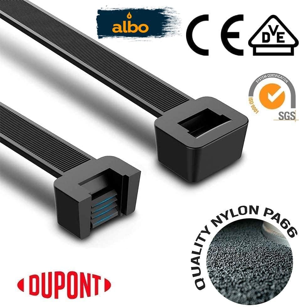ALBO Black Zip Ties Assorted Sizes 800 Pack 4+6+8+10+12 Inch Plastic Black Cable Ties Wire Tie UV Resistant Nylon Tie Wraps Assorted Sizes