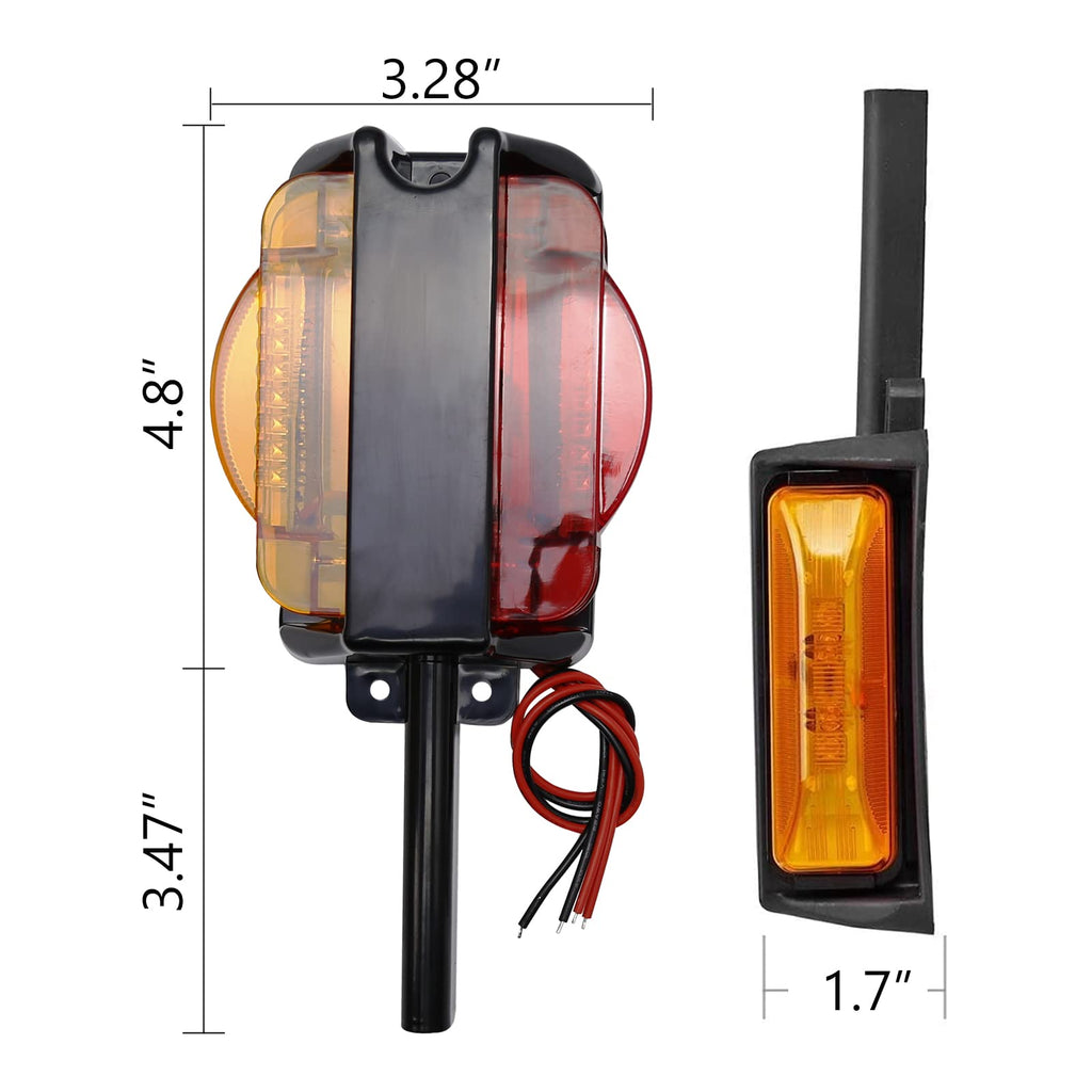 Anxingo 2PCS 4" LED Clearance Trailer Fender Lights Trailer Light Assembly Amber Front Red Back 4 Diodes Right + Left