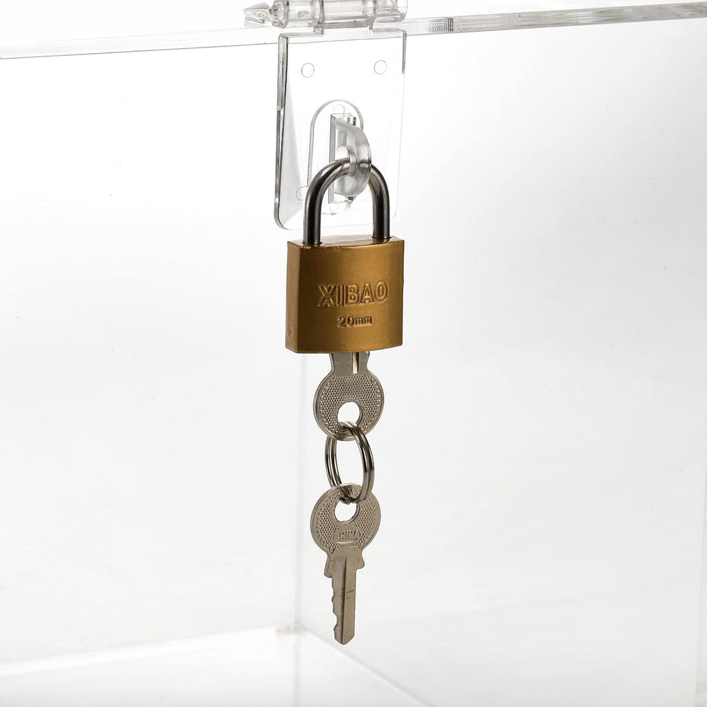 YOUEON Square Acrylic Donation Box with Lock, 7x7x7 Inch Clear Suggestion Box with Slot and Lock, Ballot Box with Sign Holder, Tip Box, Vote Box, Comment Box for Voting, Charity, Fundraising