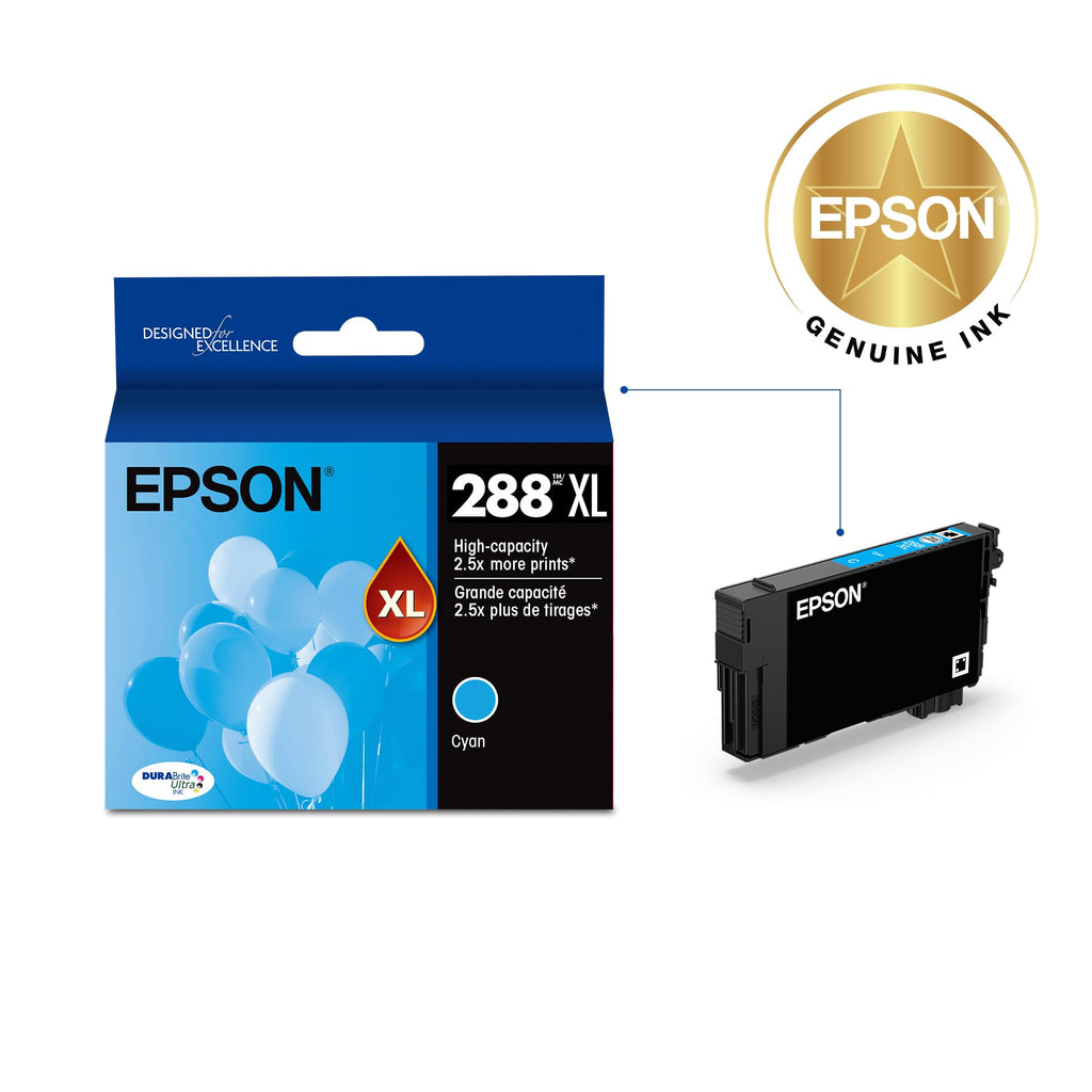 EPSON 288 DURABrite Ultra Ink High Capacity Cyan Cartridge (T288XL220-S) Works with Expression XP-330, 430, 434, 340, 440, 446