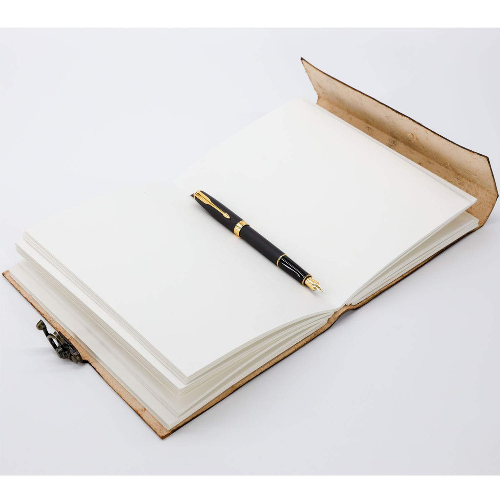Handmade Leather Double Dragon Journal/Writing Diary/Bound Daily Notepad for Men & Women Unlined Paper Medium, Writing pad Gift for Artist, Sketch (8 x 6, Brown)