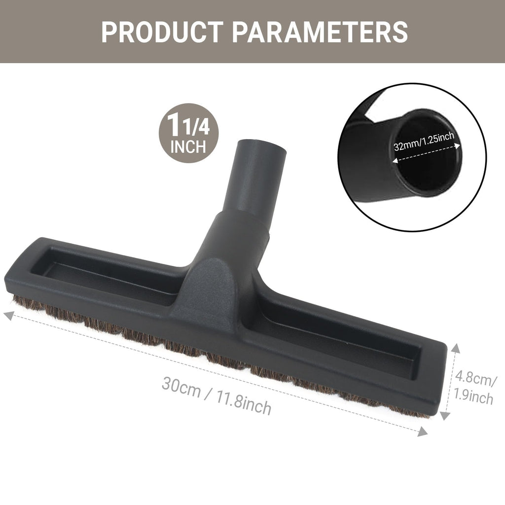 EZ SPARES Universal Horsehair Vacuum Brush Head,12" Lengthen Soft Bristle Tool for Hardwood Floor Vacuum Attachment,Compatible with Hoover,Eureka,Royal,Dirt Devil,Rainbow,Most Brand(Include a Adapter)