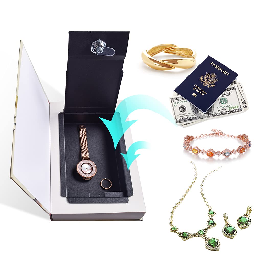 EIOUMAX Real Paper Diversion Book Safe With Key - Anti-Theft Secret Box for Money Hiding and Collection - Alice in Wonder