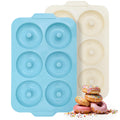 Toeusog Nonstick Silicone Donut Pan: 3.5 Inch Large Donut Mold with Metal Frame - Bagel Doughnut Pan for Baking Gluten Free Glazed Vegan - for Oven Housewife Home Baker Baking Lovers (Green & Beige)