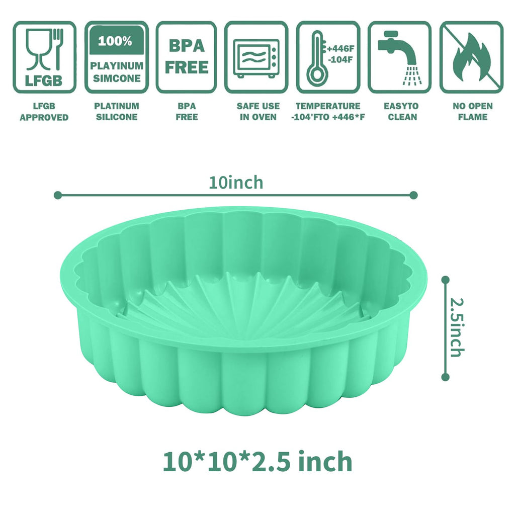 10Inch Charlotte Cake Pan Silicone,Nonstick Round Silicone Baking Mold,Round Silicone Cake Molds for Cheesecake,Strawberry Shortcake Brownie Tart Pie