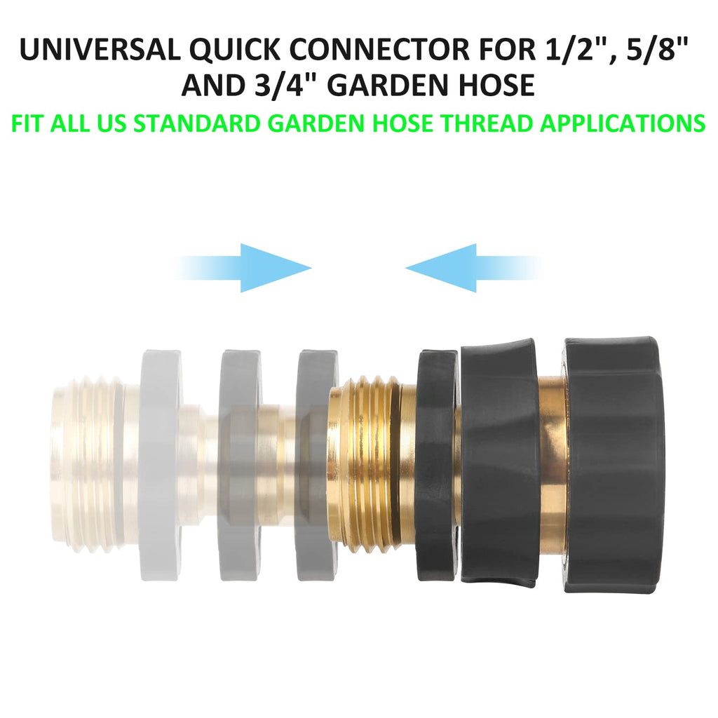 STYDDI 3/4" GHT Thread Aluminum Garden Hose Fitting Quick Connector Male and Female Value Pack - No-Leaks Water Hoses Quick Connect Release, 4 Set, with Extra 4 Washers