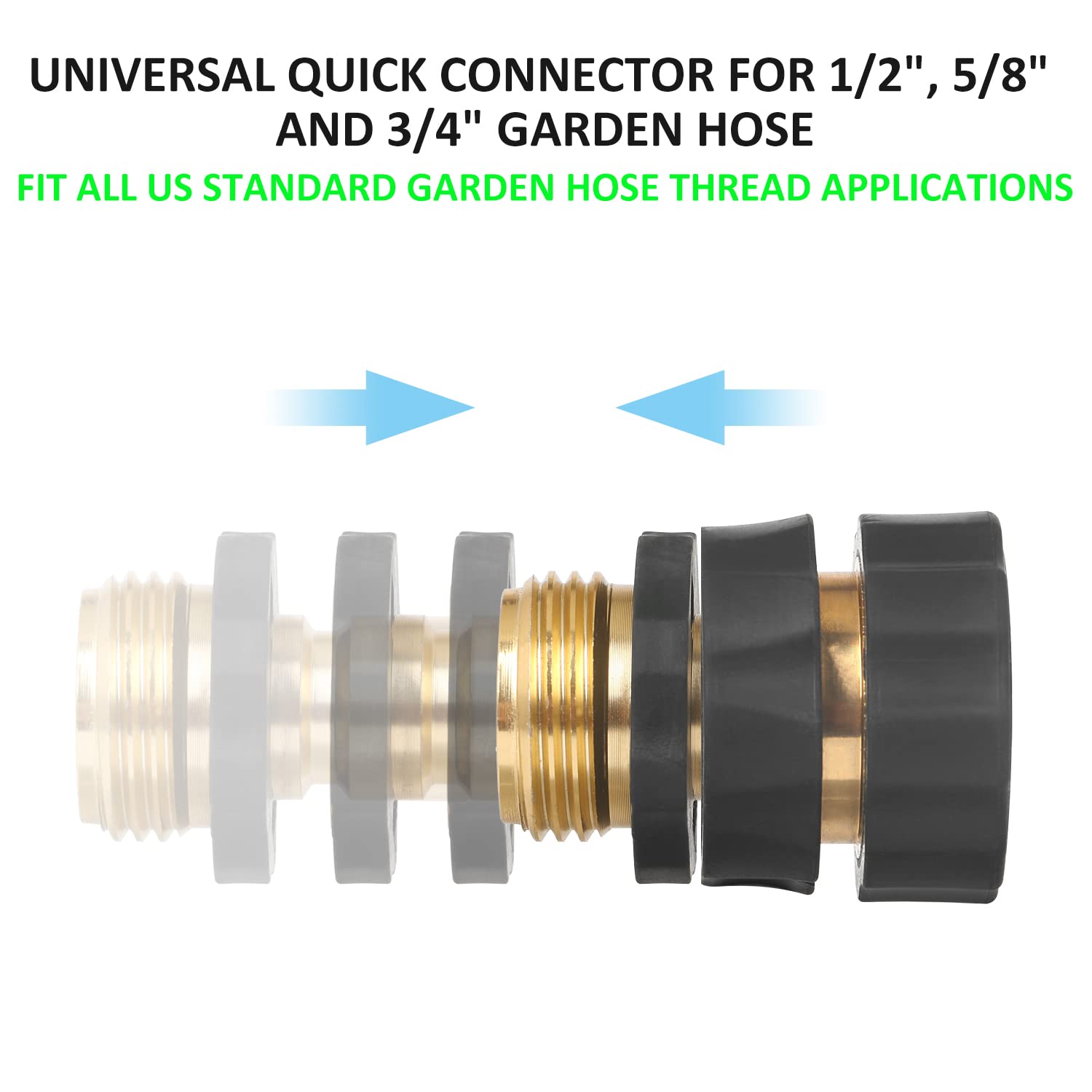STYDDI 3/4" GHT Thread Aluminum Garden Hose Fitting Quick Connector Male and Female Value Pack - No-Leaks Water Hoses Quick Connect Release, 4 Set, with Extra 4 Washers