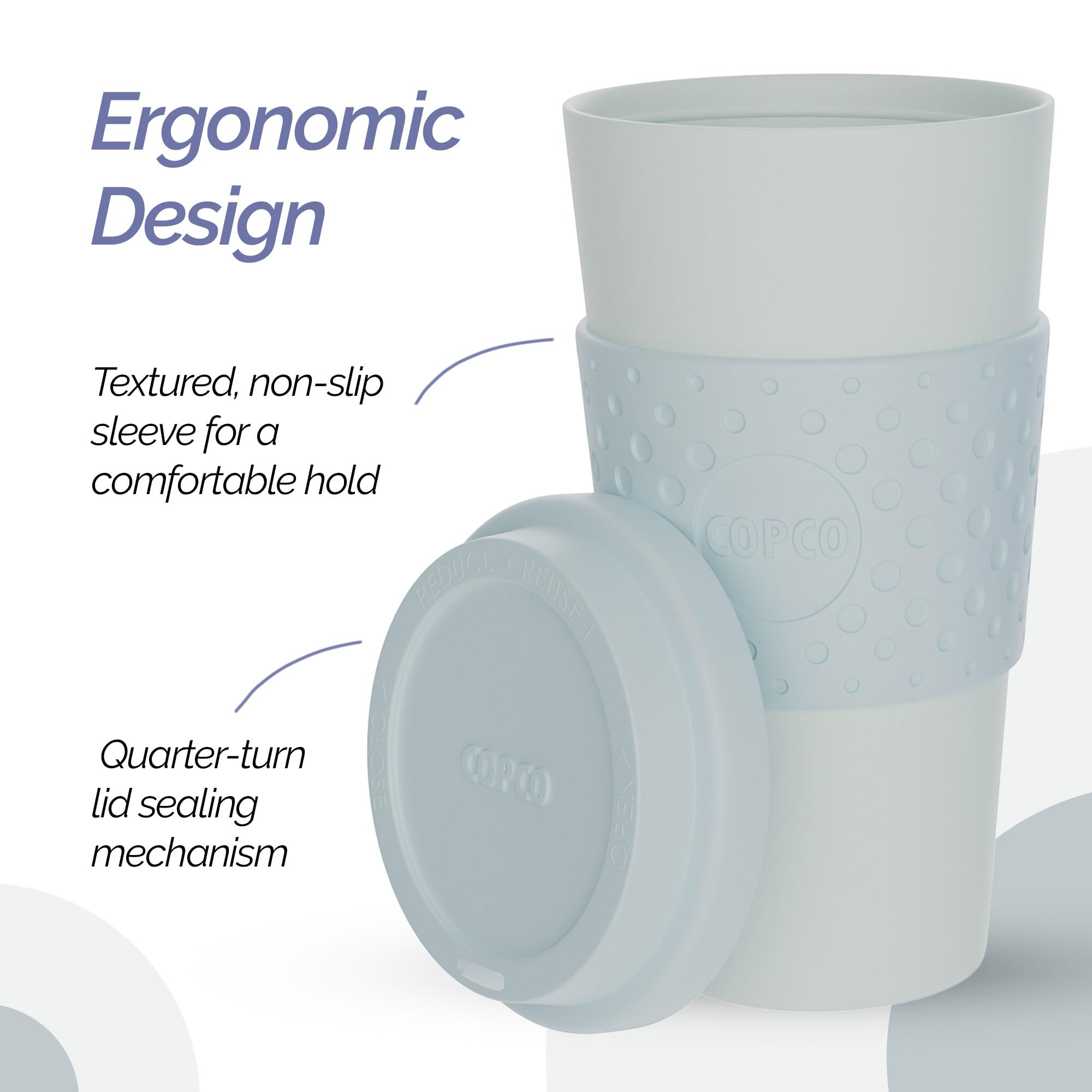 Copco Acadia 16oz Travel Mug with Lid, Set of 2 Double Wall Insulated Tumbler, Non-Slip Sleeve and BPA-Free - Microwave & Dishwasher Safe, Reusable Plastic To Go Travel Coffee Mug (Purple/Teal)