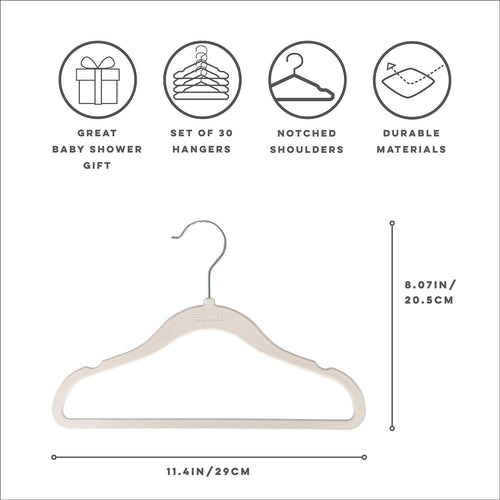 3 Sprouts Velvet Baby Hangers - Non-Slip, Infant & Toddler Velvet Hangers - Slim Kids Hangers & Baby Clothes Hangers, Cintres Pour Bébé (Cream)