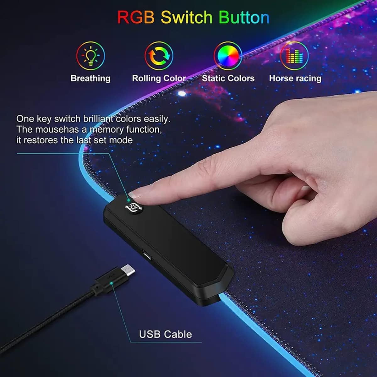 RGB Gaming Mouse Pad - Mousepad, XXL Extended 12 LED Modes Mouse Mat Non-Slip Rubber Base, Large Computer Keyboard Mousepad for Computers, PC, Laptop and Office, Desk Pad 31.5X 11.8in