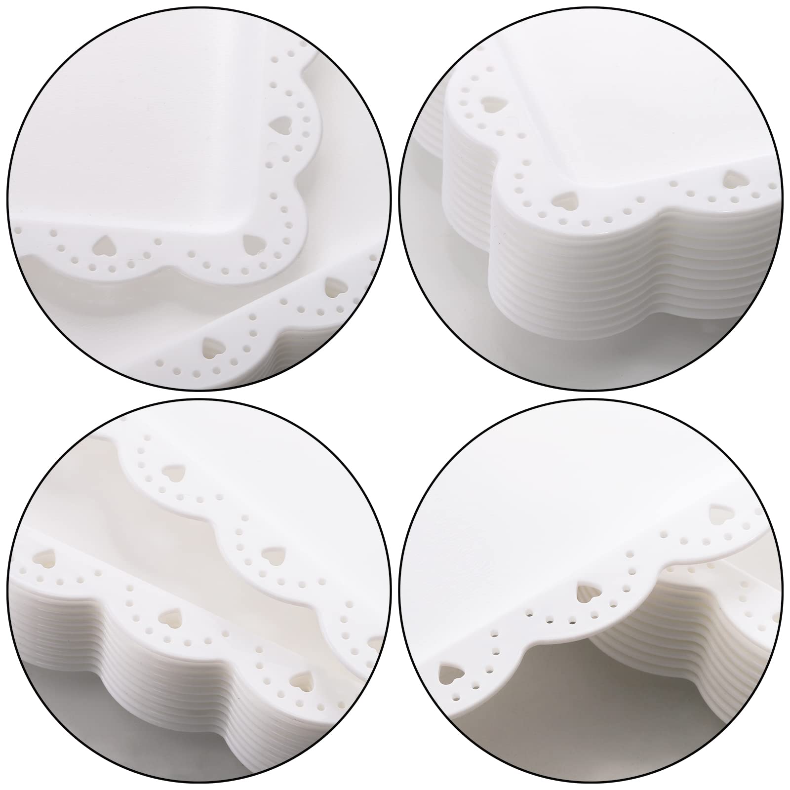 Peohud 12 Pack White Plastic Serving Food Tray, Disposable Serving Platters with Lace Rim, Rectangle Food Trays, Disposable Serving Platters and Trays for Party, Wedding, Restaurant, 14.4" x 9.3"