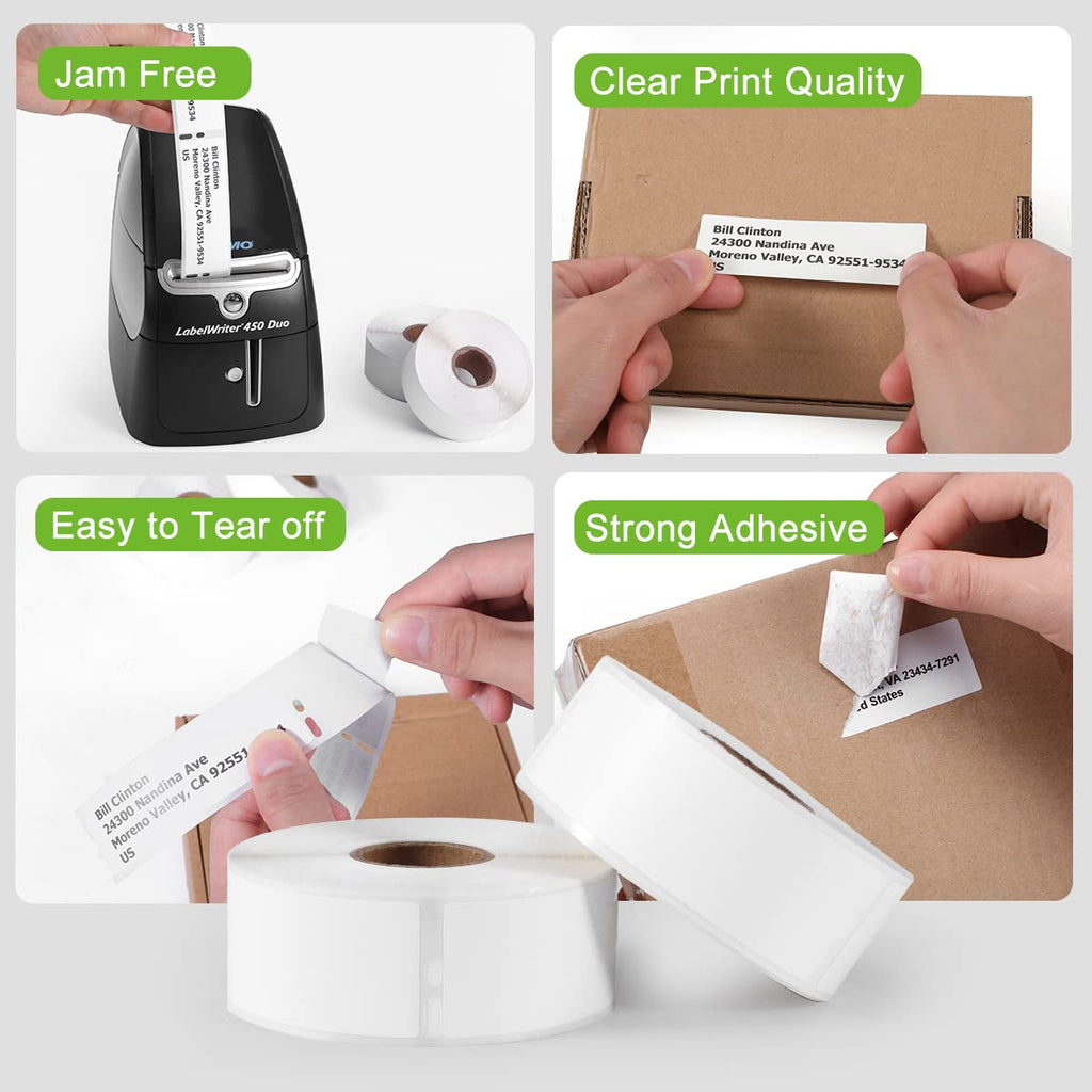 MarkDomain 30252 Compatible with DYMO 30252 1-1/8" x 3-1/2" (28 x 89 mm) Return Address Barcode Shipping Labels, Work with DYMO Label Writer 450, 450 Turbo, 4XL Label Printers, White, 10 Rolls of 350
