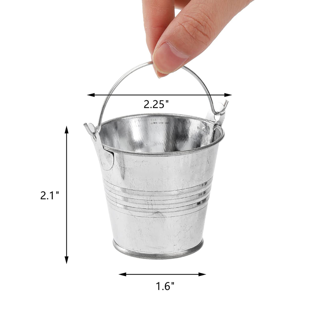 Frcctre 30 Pack Mini Metal Buckets with Handles, 1.6x 2.1 Inch Small Galvanized Tin Pails Metallic Containers Pails for Party Favor Crafts Gift