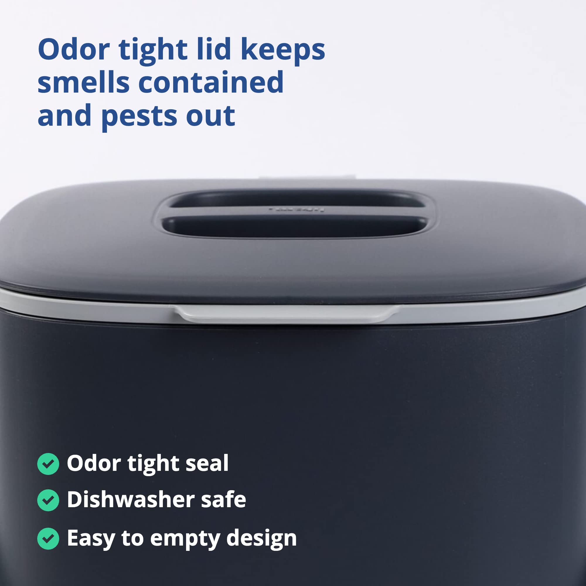 Blue Ginkgo Kitchen Compost Bin – Small [2.6L / 0.69 GAL] – Filter-Free, Odor-Tight Countertop Food Waste Pail with Handles (Made in Korea, Grey)