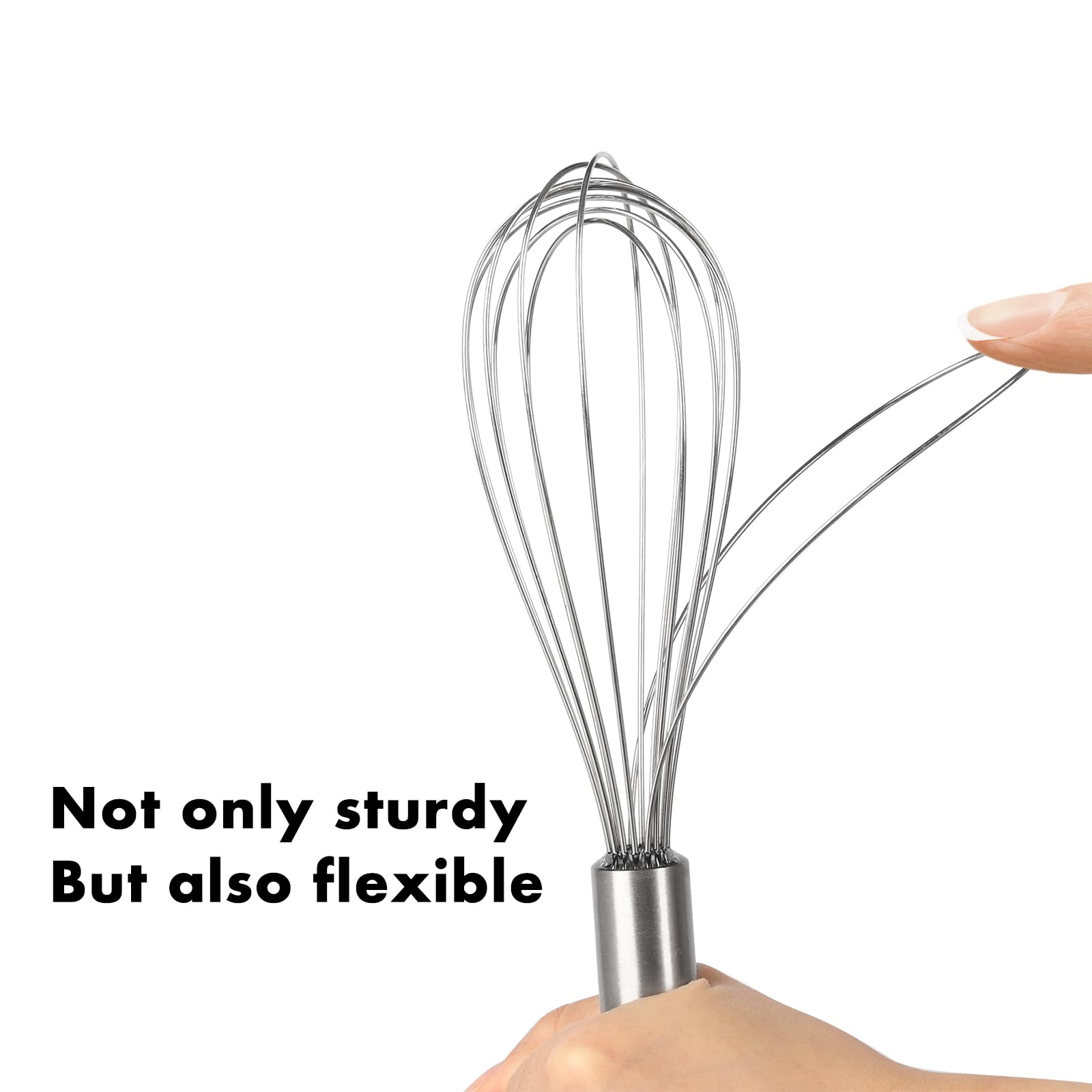 OYV 304 Stainless Steel Whisk Set, Dishwasher Safe Rustproof Metal Whisk, Professional Balloon Wire Whisks for Kitchen Cooking, Perfect for Blending, Whisking, Baking, Beating, 3 Packs (8" 10" 12")