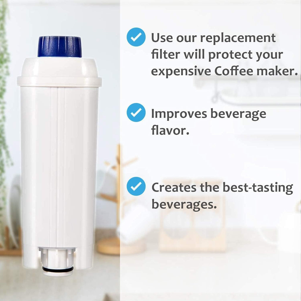 OH DLSC002 Replacement Water Filter Compatible with DeLonghi Automatic Espresso Coffeemaker Bean to Cup 3-Pack Filtre à eau