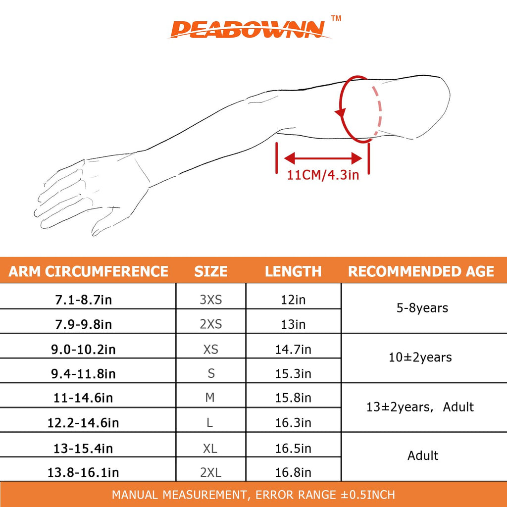 Peabownn Volleyball Arm Sleeves youth 3XS-2XL - Compression Volleyball Arm Sleeves for Women Teen Black S