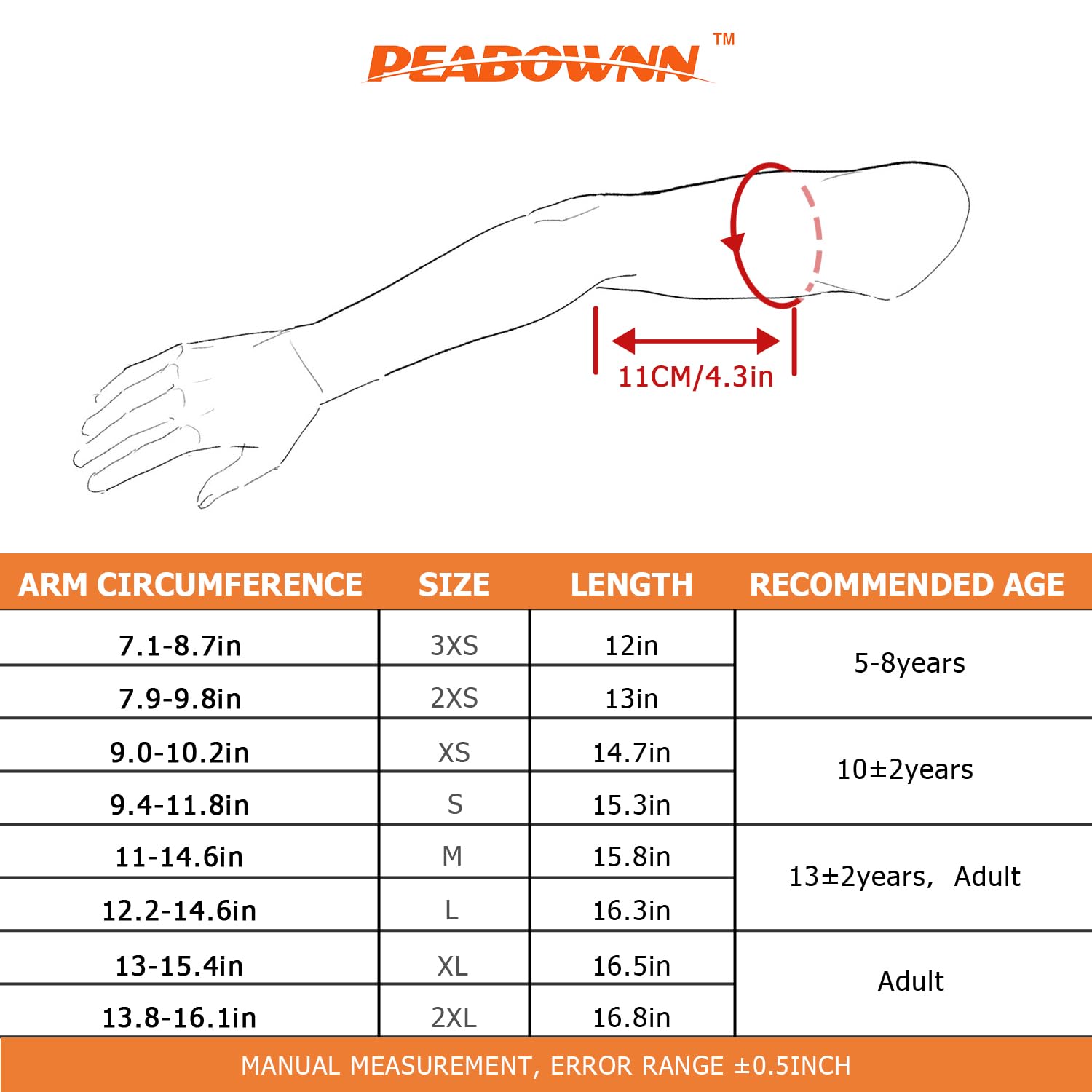 Peabownn Volleyball Arm Sleeves youth 3XS-2XL - Compression Volleyball Arm Sleeves for Women Teen Black S