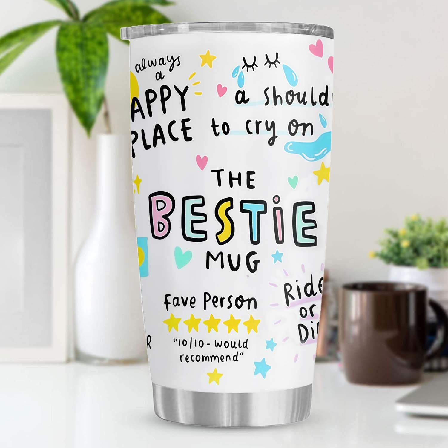 Bestie Gift for Women - 20oz The Bestie Tumbler - Friend Tumbler for Women - Christmas, Birthday, Friendship Gifts - Funny Best Friend Gift - Stainless Steel Insulated Mug