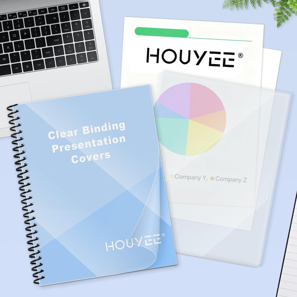 HOUYEE 100 Pack10 Mil Clear Binding Presentation Covers, PVC Report Cover Sheets for Binding, Square Corner, 8.5 x11 Inches, Letter Size