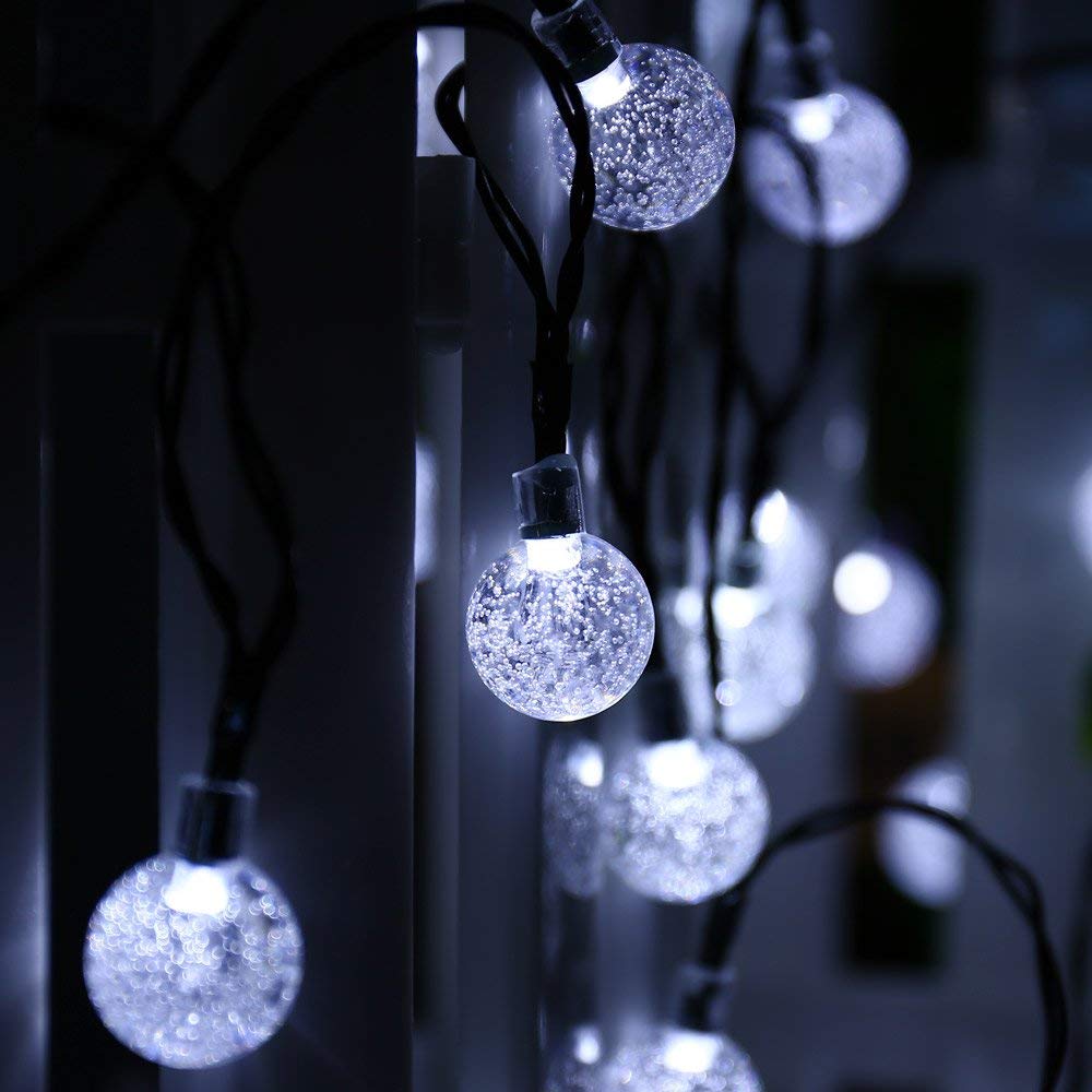 LYHOPE Solar String Lights Outdoor, 2 Pack Total 71ft 120 LED Solar Patio Lights Waterproof, 8 Modes Solar Outdoor Lights Globe Lights for Garden Yard Patio Gazebo Decorations (Cool White)