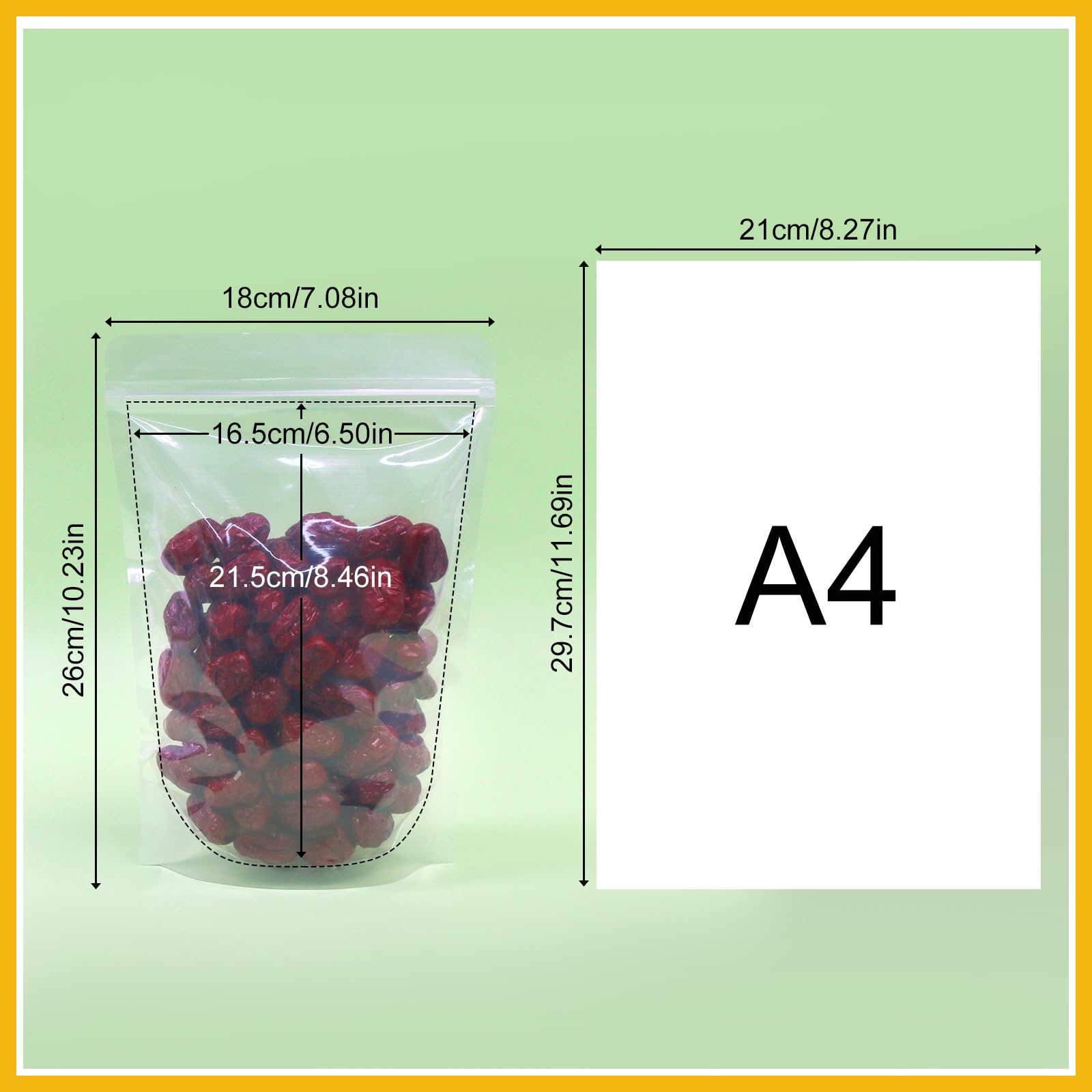 SumDirect Clear Resealable Stand Up Bags - 100 Pack 7x10.23 Inche/1500ml Stand Up Pounch Zipper Drink Bags for Food