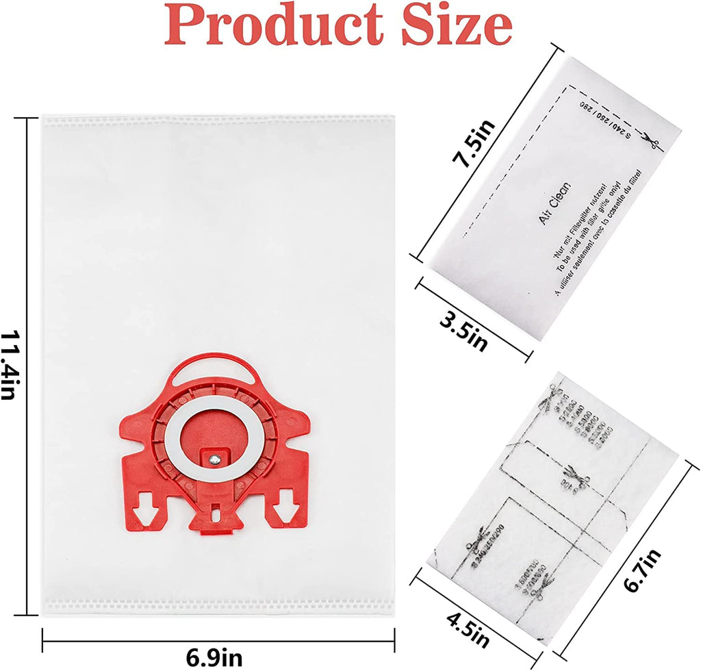 TIMISONL 3D Airclean Dust Bags Replacement for Miele FJM Vacuum Compact C2 C1 Complete C1 S241 S290 S300i S500 S700 S4 S6 Series - 12pack bags & 8 filter set