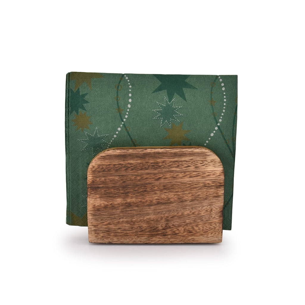 Samhita Burning Finish Mango Wood Napkin Holders For Kitchen Upright Paper Napkin Storage Dispenser House, Party, Restaurant, Hotel, Cafe, Bar (5.5"x 2.5"x 4")