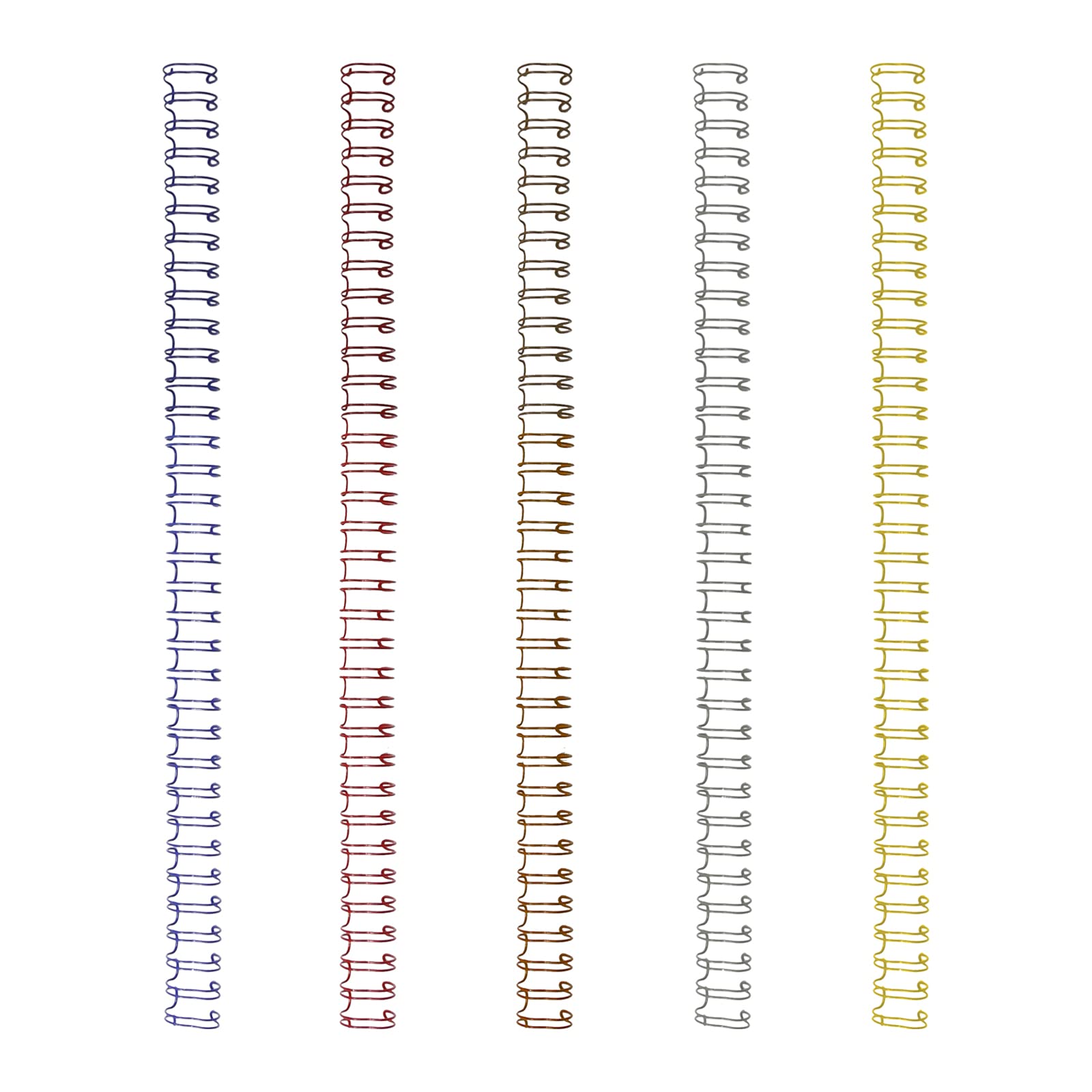 Aynaxcol 100 Pack Metal Twin Loop Binding Wire Coils, 32-Loop, 3/8" Mixing Color Double Loop Wire Binding Rings Wire, 3:1 Pitch, Multi Color Binding Spirals 10mm