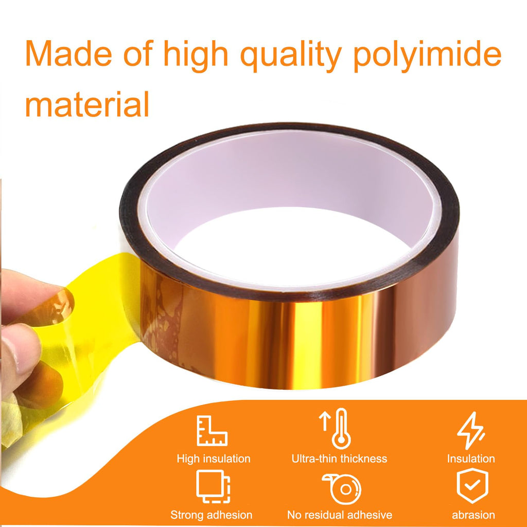 QILIMA 5 Rolls 25mm X 33m Heat Tape,Adhesive Heat Resistant/Transfer Tape, Heat Vinyl Thermal Sublimation Press Tape,No Residue,Electronics,Soldering,Circuit Board